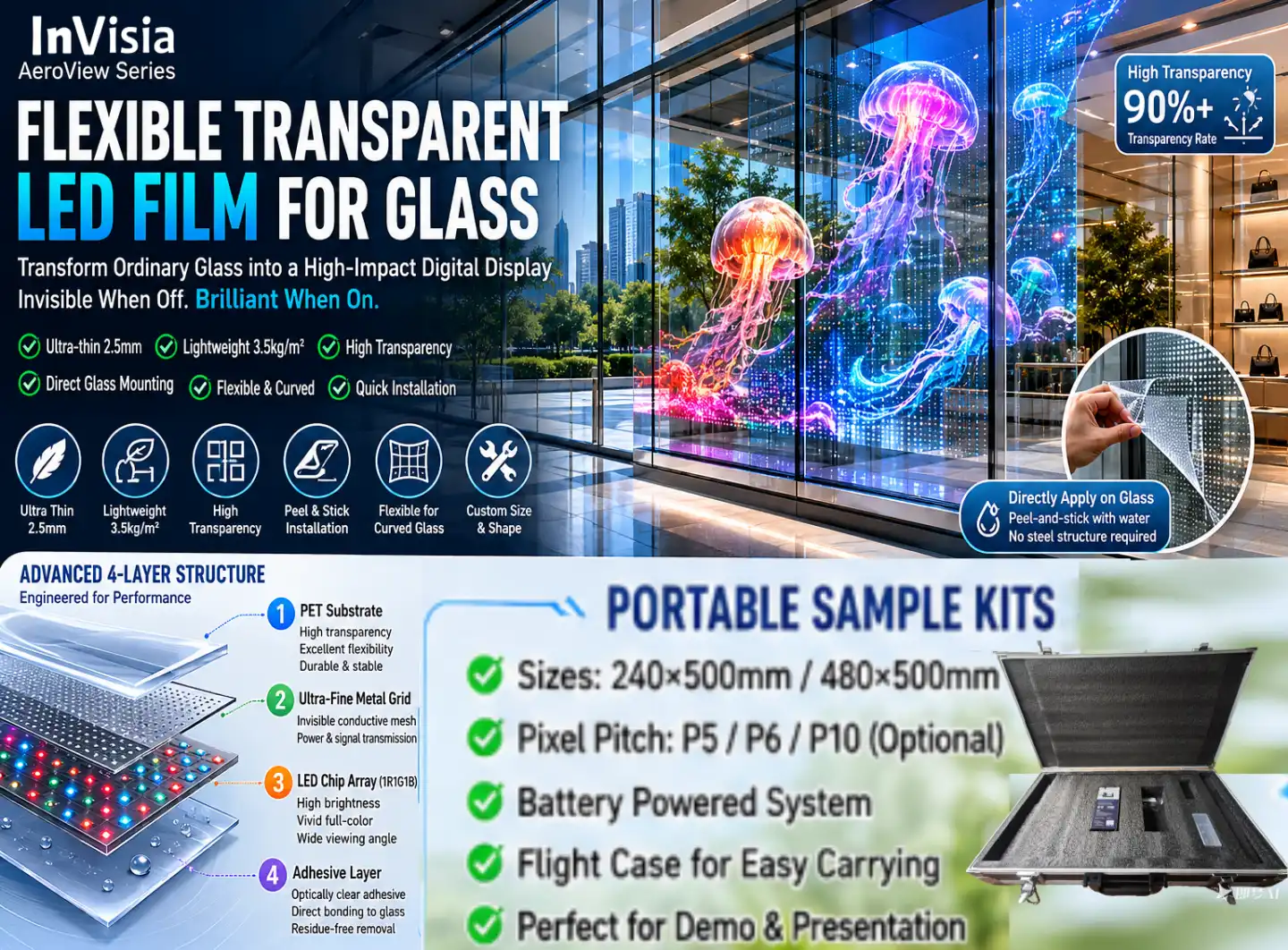 Flexible Transparent LED Film Screen InVisia