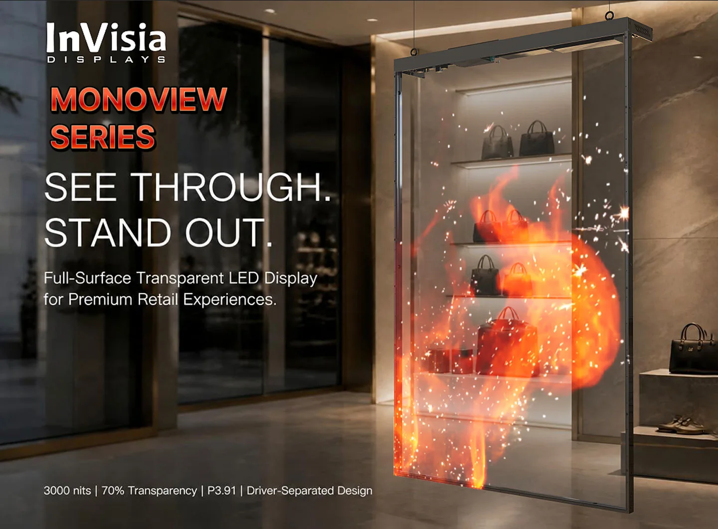 Monoview holographic invisible LED banner