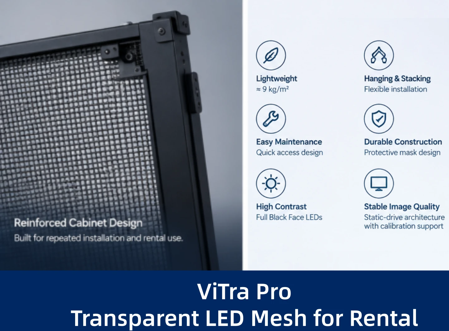 ViTra Pro transparent LED mesh for rental